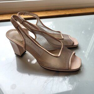 Vintage 90s Bandolino Sheer Mesh Slingbacks Size 7M